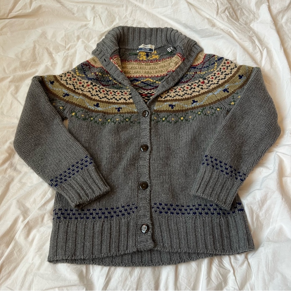 Fedeli Italian 100% Cashmere Chunky Knit Sweater (Grey/ Size 44)